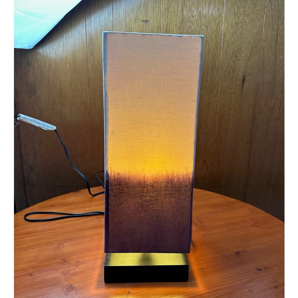 Square Ombre Dip Dyed (Brown to Cream) Linen Table Lamp